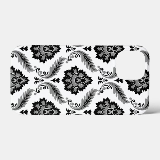 Rococo Damask Pattern Grey Black White Case-Mate iPhone Case (Achterkant (horizontaal))