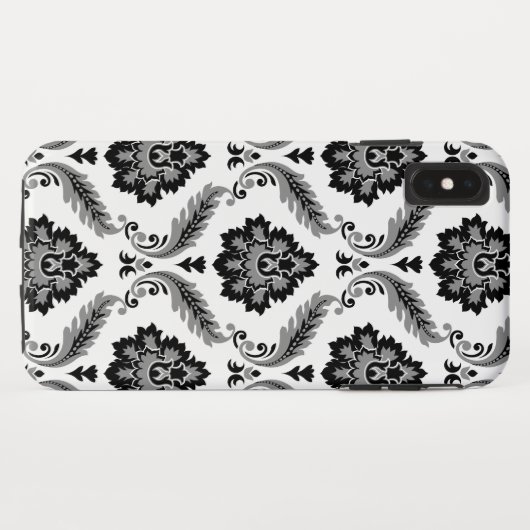 Rococo Damask Pattern Grey Black White Case-Mate iPhone Case (Achterkant (horizontaal))