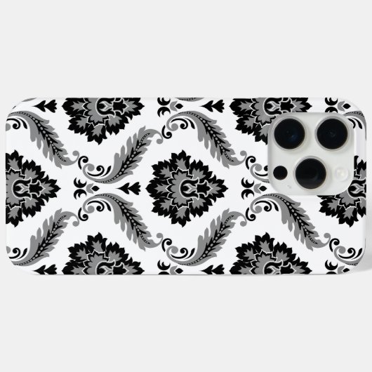 Rococo Damask Pattern Grey Black White Case-Mate iPhone Case (Achterkant (horizontaal))