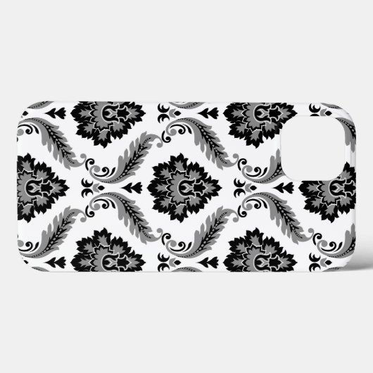Rococo Damask Pattern Grey Black White Case-Mate iPhone Case (Achterkant (horizontaal))