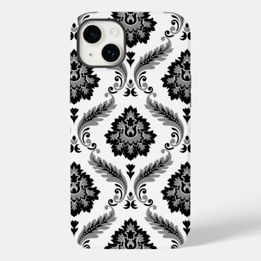 Rococo Damask Pattern Grey Black White Case-Mate iPhone Case (Achterkant)