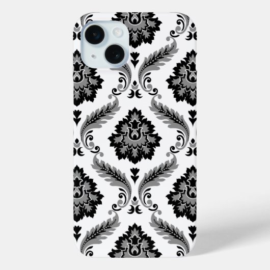 Rococo Damask Pattern Grey Black White Case-Mate iPhone Case (Achterkant)