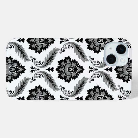 Rococo Damask Pattern Grey Black White Case-Mate iPhone Case (Achterkant (horizontaal))