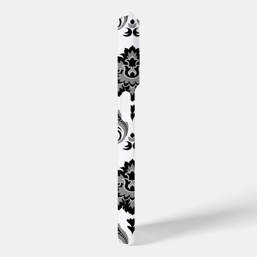 Rococo Damask Pattern Grey Black White Case-Mate iPhone Case (Achterkant / Rechts)