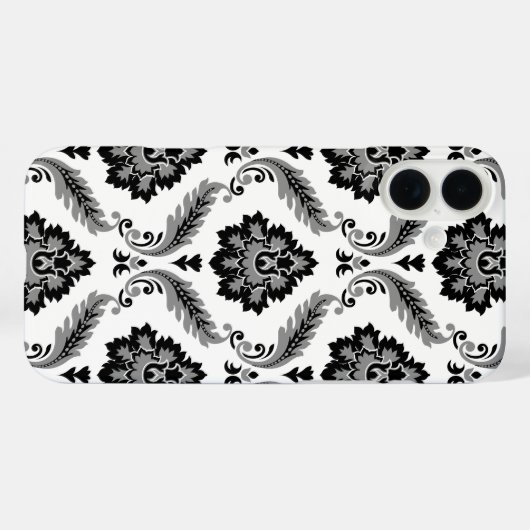 Rococo Damask Pattern Grey Black White Case-Mate iPhone Case (Achterkant (horizontaal))