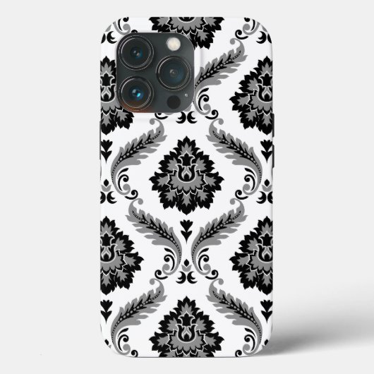 Rococo Damask Pattern Grey Black White Case-Mate iPhone Case (Achterkant)