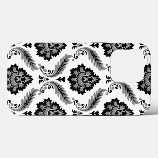 Rococo Damask Pattern Grey Black White Case-Mate iPhone Case (Achterkant (horizontaal))