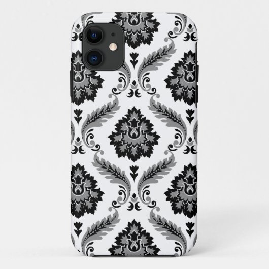 Rococo Damask Pattern Grey Black White Case-Mate iPhone Case (Achterkant)