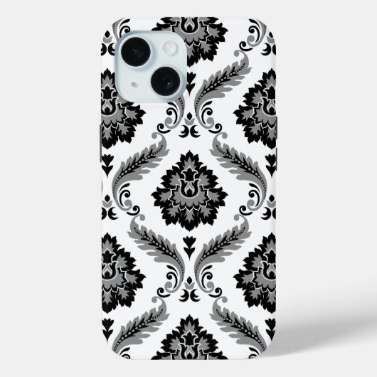 Rococo Damask Pattern Grey Black White Case-Mate iPhone Case (Achterkant)