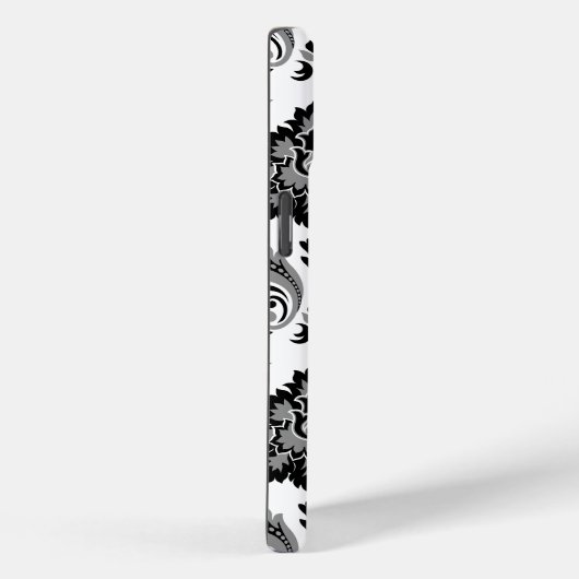 Rococo Damask Pattern Grey Black White Case-Mate iPhone Case (Achterkant / Rechts)