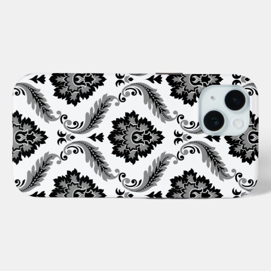 Rococo Damask Pattern Grey Black White Case-Mate iPhone Case (Achterkant (horizontaal))
