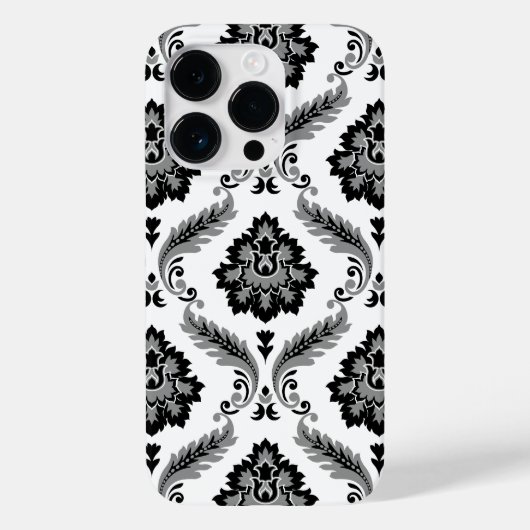 Rococo Damask Pattern Grey Black White Case-Mate iPhone Case (Achterkant)