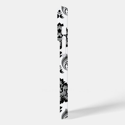 Rococo Damask Pattern Grey Black White Case-Mate iPhone Case (Achterkant / Links)