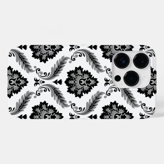 Rococo Damask Pattern Grey Black White Case-Mate iPhone Case (Achterkant (horizontaal))