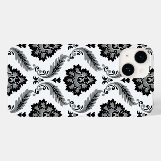 Rococo Damask Pattern Grey Black White Case-Mate iPhone Case (Achterkant (horizontaal))