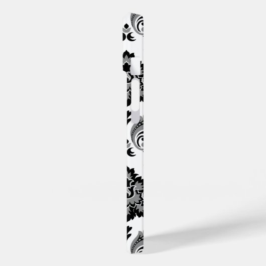 Rococo Damask Pattern Grey Black White Case-Mate iPhone Case (Achterkant / Links)