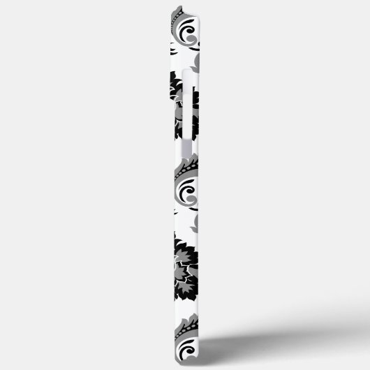 Rococo Damask Pattern Grey Black White Case-Mate iPhone Case (Achterkant / Links)