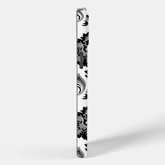 Rococo Damask Pattern Grey Black White Case-Mate iPhone Case (Achterkant / Rechts)