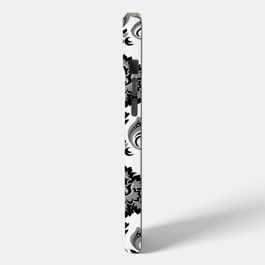Rococo Damask Pattern Grey Black White Case-Mate iPhone Case (Achterkant / Links)
