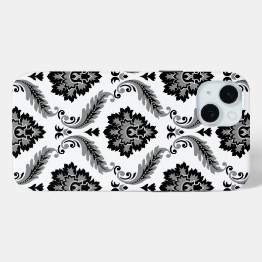 Rococo Damask Pattern Grey Black White Case-Mate iPhone Case (Achterkant (horizontaal))