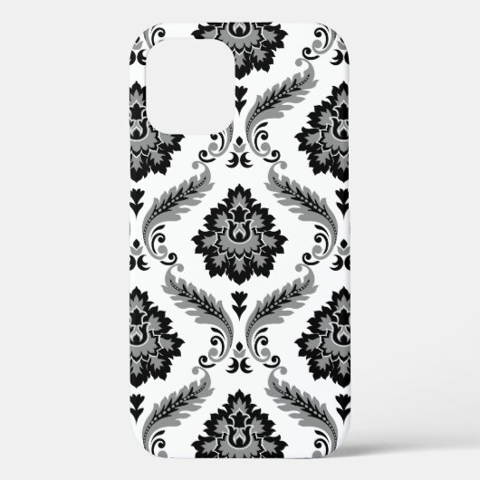 Rococo Damask Pattern Grey Black White Case-Mate iPhone Case (Achterkant)