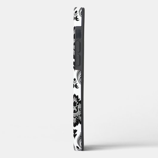 Rococo Damask Pattern Grey Black White Case-Mate iPhone Case (Achterkant / Links)