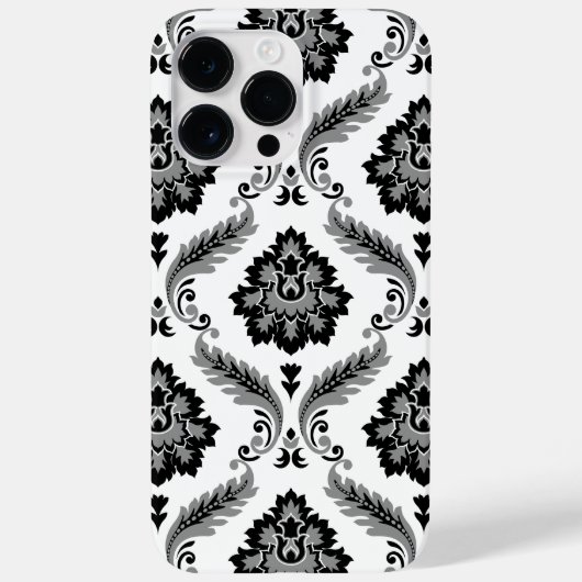 Rococo Damask Pattern Grey Black White Case-Mate iPhone Case (Achterkant)