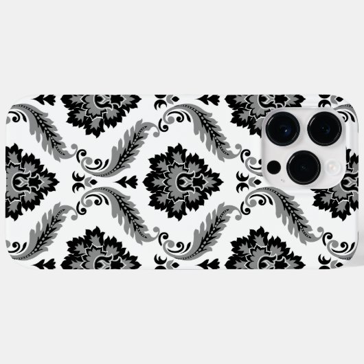 Rococo Damask Pattern Grey Black White Case-Mate iPhone Case (Achterkant (horizontaal))