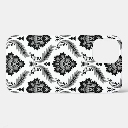 Rococo Damask Pattern Grey Black White Case-Mate iPhone Case (Achterkant (horizontaal))