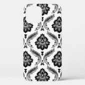 Rococo Damask Pattern Grey Black White Case-Mate iPhone Case (Achterkant)