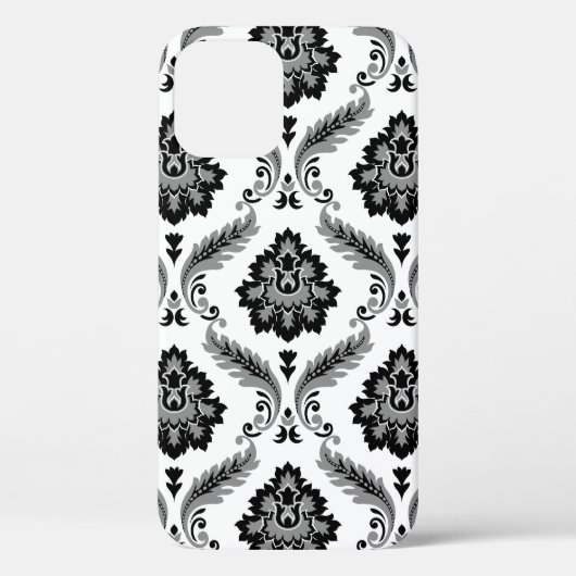 Rococo Damask Pattern Grey Black White Case-Mate iPhone Case (Achterkant)