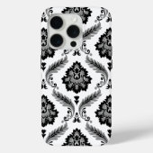 Rococo Damask Pattern Grey Black White Case-Mate iPhone Case (Achterkant)