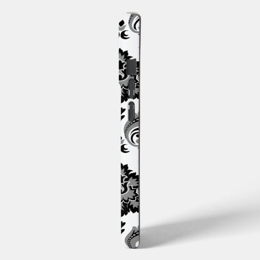 Rococo Damask Pattern Grey Black White Case-Mate iPhone Case (Achterkant / Links)