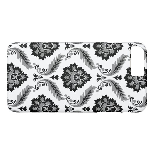 Rococo Damask Pattern Grey Black White Case-Mate iPhone Case (Achterkant (Horizontaal))