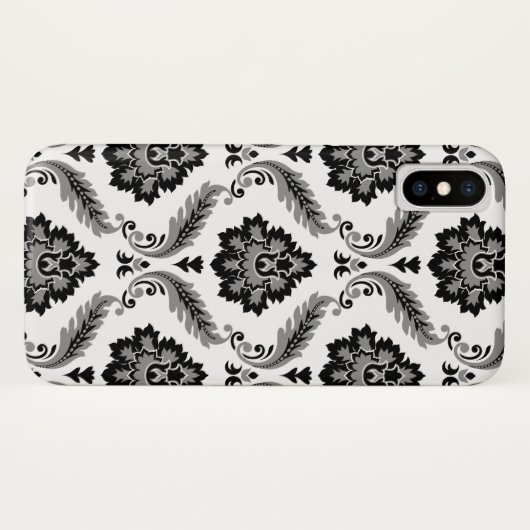 Rococo Damask Pattern Grey Black White Case-Mate iPhone Case (Achterkant (horizontaal))