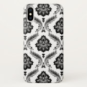 Rococo Damask Pattern Grey Black White Case-Mate iPhone Case (Achterkant)