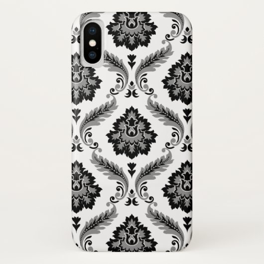 Rococo Damask Pattern Grey Black White Case-Mate iPhone Case (Achterkant)
