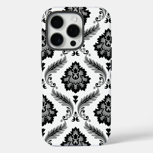 Rococo Damask Pattern Grey Black White Case-Mate iPhone Case (Achterkant)