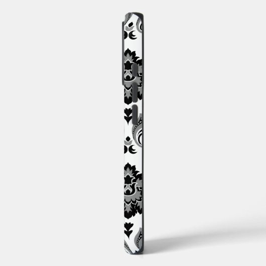 Rococo Damask Pattern Grey Black White Case-Mate iPhone Case (Achterkant / Links)