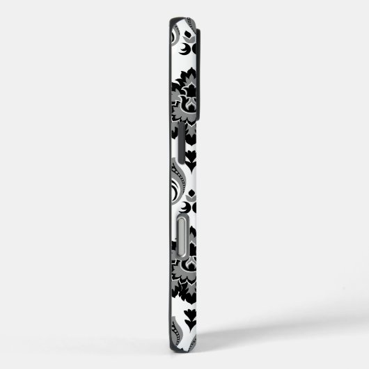 Rococo Damask Pattern Grey Black White Case-Mate iPhone Case (Achterkant / Rechts)