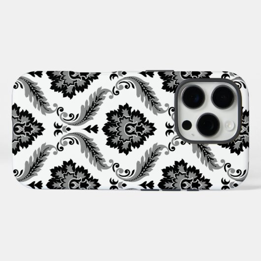 Rococo Damask Pattern Grey Black White Case-Mate iPhone Case (Achterkant (horizontaal))