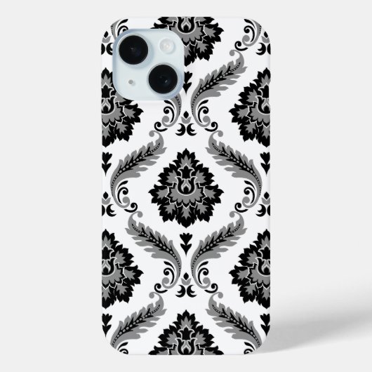 Rococo Damask Pattern Grey Black White Case-Mate iPhone Case (Achterkant)