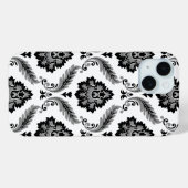 Rococo Damask Pattern Grey Black White Case-Mate iPhone Case (Achterkant (horizontaal))