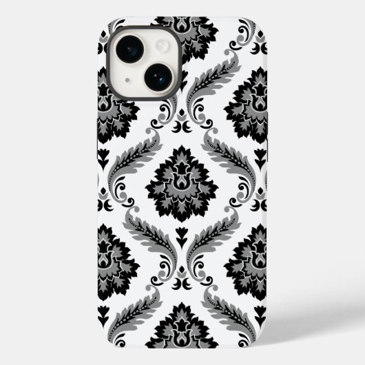 Rococo Damask Pattern Grey Black White Case-Mate iPhone Case (Achterkant)
