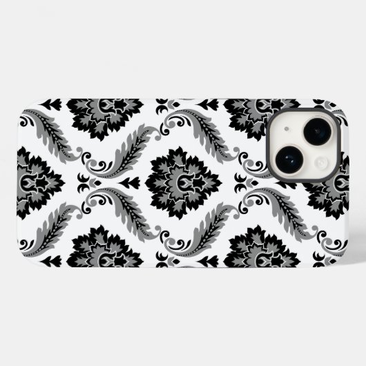 Rococo Damask Pattern Grey Black White Case-Mate iPhone Case (Achterkant (horizontaal))