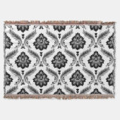 Rococo Damask Pattern Grey Black White Deken (Voorkant)