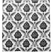Rococo Damask Pattern Grey Black White Douchegordijn (Voorkant)