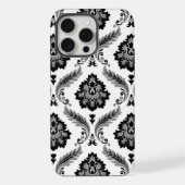 Rococo Damask Pattern Grey Black White iPhone Hoesje (Achterkant)
