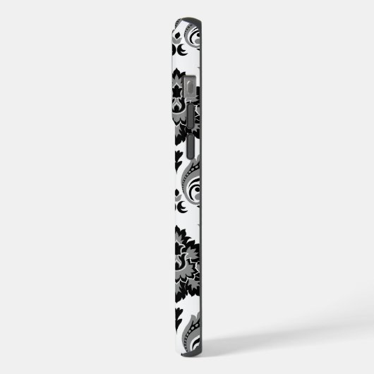Rococo Damask Pattern Grey Black White iPhone Hoesje (Linkerkant)