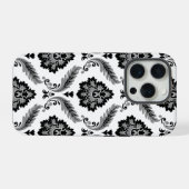Rococo Damask Pattern Grey Black White iPhone Hoesje (Achterkant horizontaal)